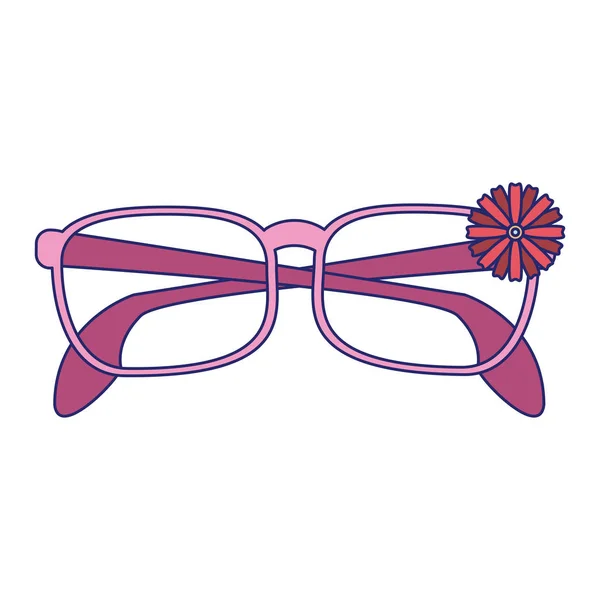 Fashion glasses with flower cartoon — Stock Vector