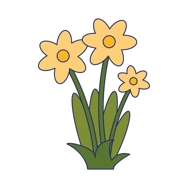 Λουλούδια με φύλλα κινουμένων σχεδίων — Διανυσματικό Αρχείο