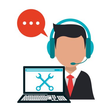 Çağrı Merkezi operatörü ile dizüstü bilgisayar teknik destek
