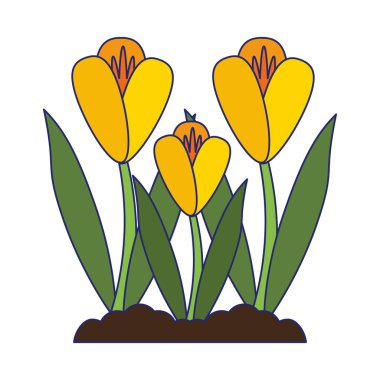 Güzel çiçekler izole mavi çizgiler karikatür