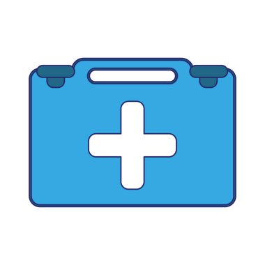 Tıbbi ilk AIDS bavul simgesi mavi çizgiler