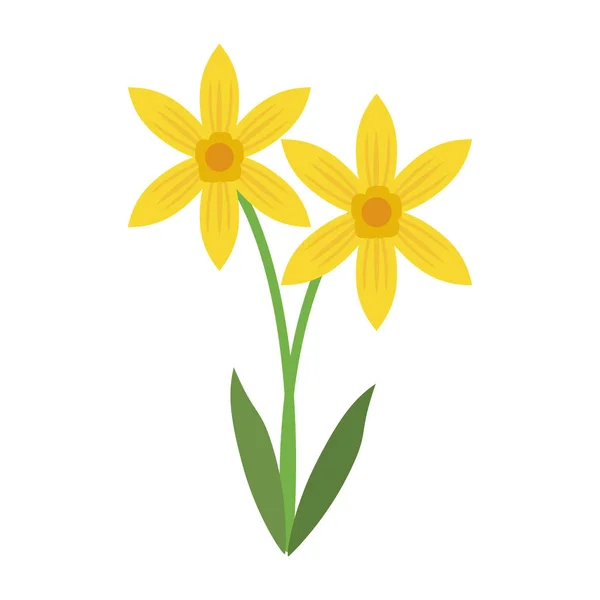 Όμορφο λουλούδι με φύλλα κινουμένων σχεδίων — Διανυσματικό Αρχείο