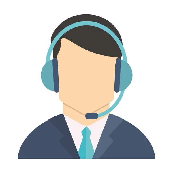 Call center agent s sluchátka avatar — Stockový vektor
