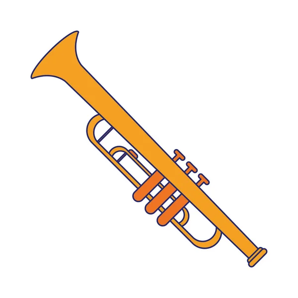 Music instrument trumpet symbol blue lines — Stock Vector