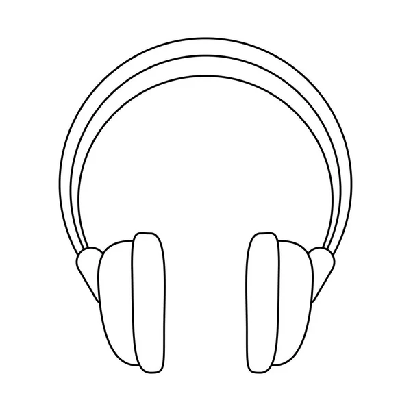 Muzyka Słuchawki symbol urządzenia w czerni i bieli — Wektor stockowy