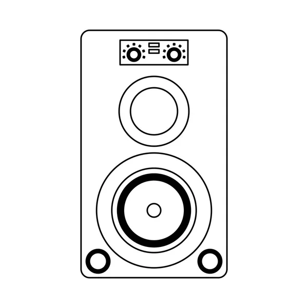 Dispositivo di altoparlanti musicali isolato in bianco e nero — Vettoriale Stock