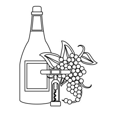 Şarap ve Gastronomi kavramı siyah ve beyaz