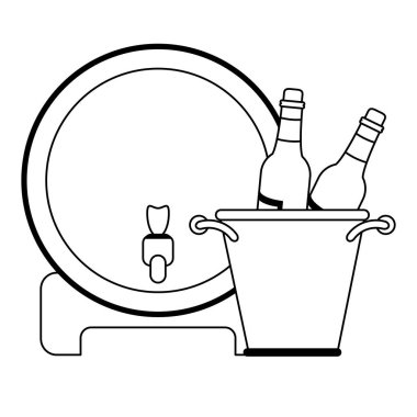 Şarap ve Gastronomi kavramı siyah ve beyaz