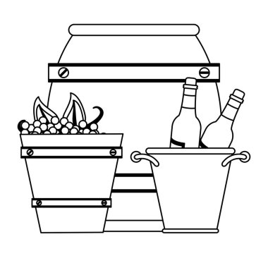 Şarap ve Gastronomi kavramı siyah ve beyaz