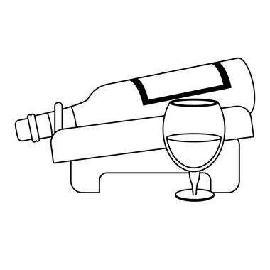 Şarap ve Gastronomi kavramı siyah ve beyaz