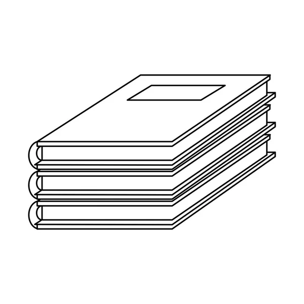 Libros apilados símbolo blanco y negro — Vector de stock