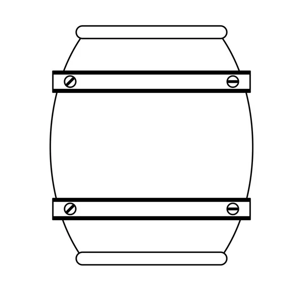 Вина дерев'яна бочка ізольована чорно-біла — стоковий вектор