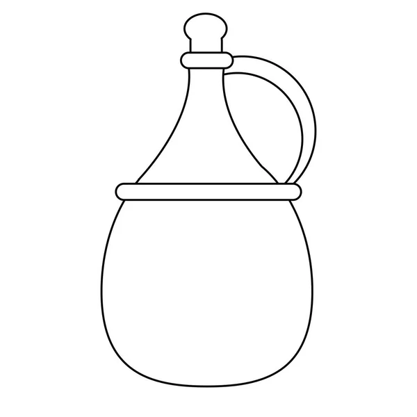 Wine jar isolated cartoon black and white — Stock Vector