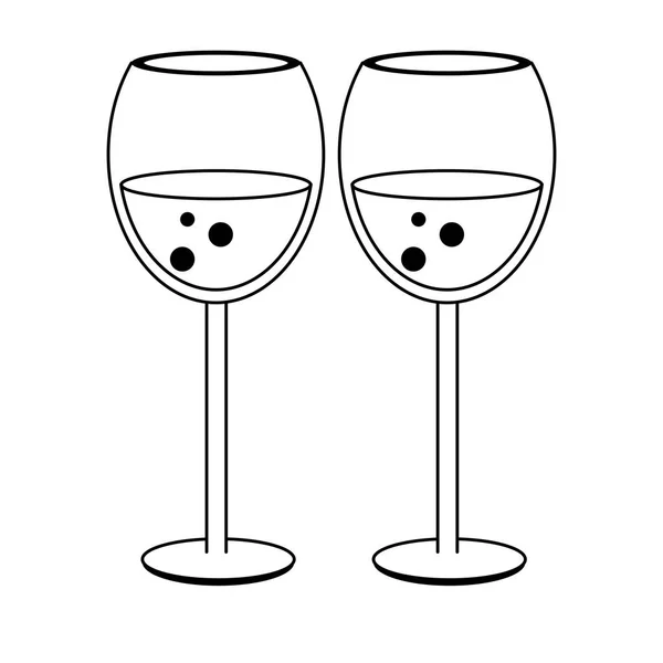 ワインと美食の概念黒と白 — ストックベクタ