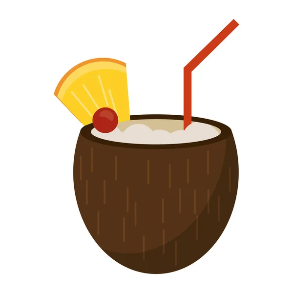 Cocktail tropical noix de coco — Image vectorielle