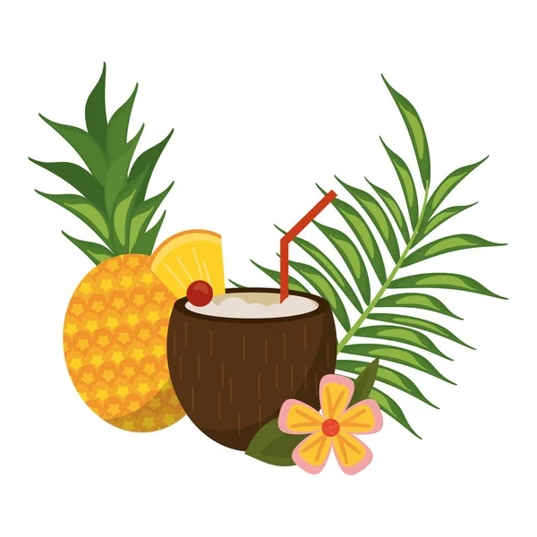 Coctel tropical de coco — Vector de stock