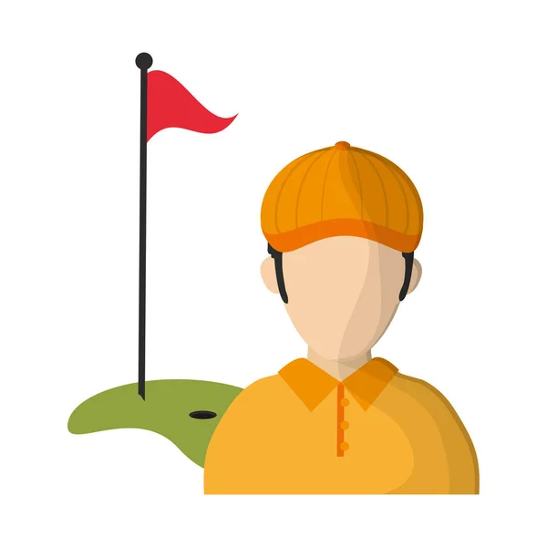 Игрок в гольф с флагом и аватаром — стоковый вектор
