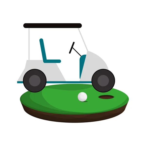 Carro de golf en el campo de juego — Vector de stock