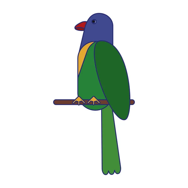 Exotique oiseau dessin animé lignes bleues — Image vectorielle