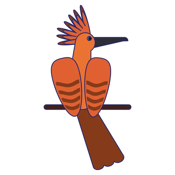 Exótico pássaro desenhos animados linhas azuis — Vetor de Stock