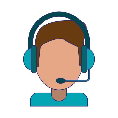 Adam kulaklık avatar simgesi mavi çizgili