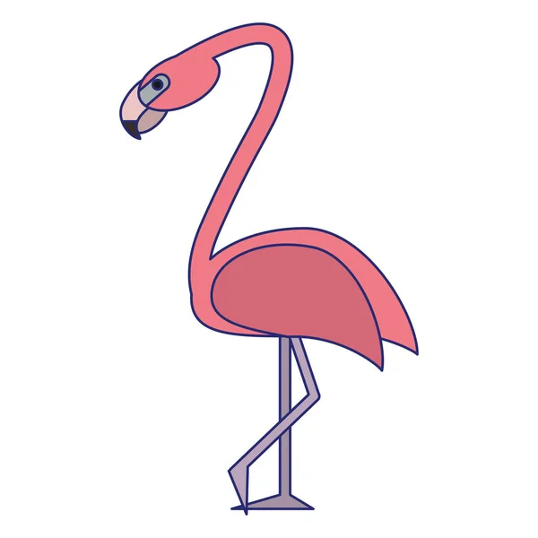 Exotique oiseau dessin animé lignes bleues — Image vectorielle