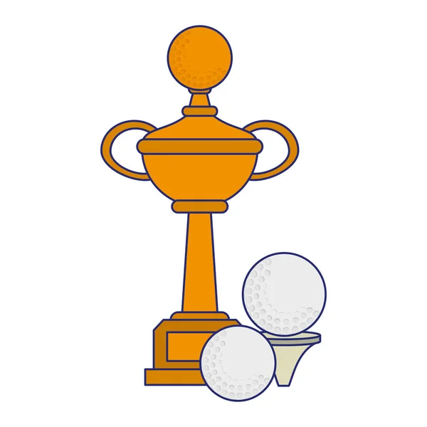 Golf troféu copo símbolo linhas azuis — Vetor de Stock