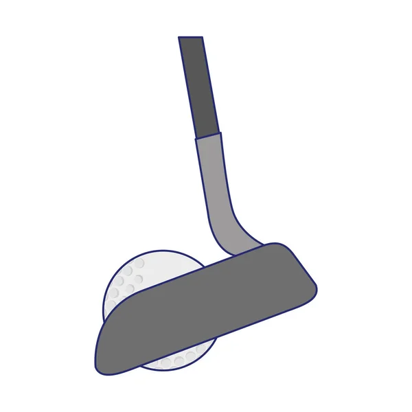 Club de golf et symbole de balle lignes bleues isolées — Image vectorielle