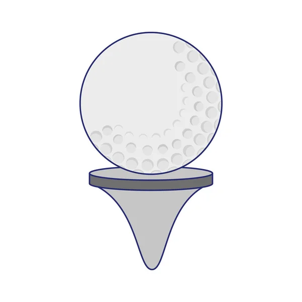 Golf ball on holder symbol blue lines — Stock Vector