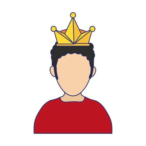 Man with crown avatar blue lines — Stock Vector