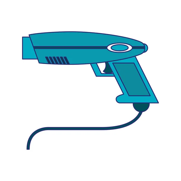 Videohra zbraň technologie symbol modré čáry — Stockový vektor