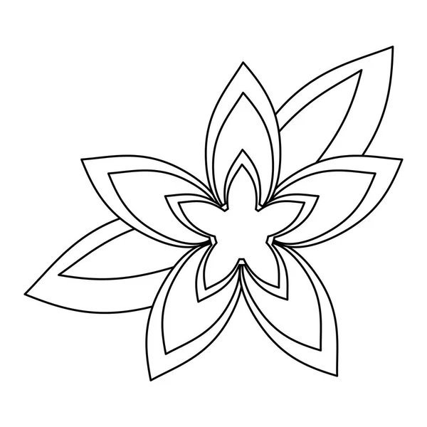 Krásná květina cartoom izolované v černé a bílé — Stockový vektor