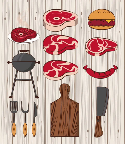 Ingredientes y utensilios Bbq — Vector de stock