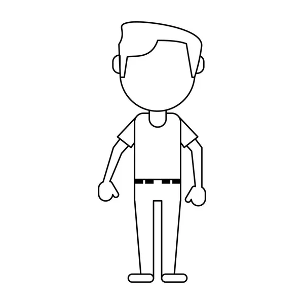 Hombre caricatura avatar sin rostro en blanco y negro — Vector de stock