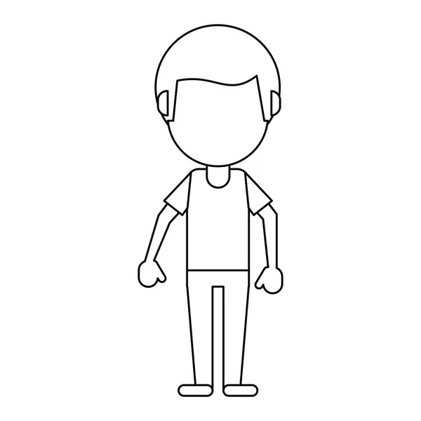 Manusia kartun avatar tanpa wajah dalam hitam dan putih - Stok Vektor