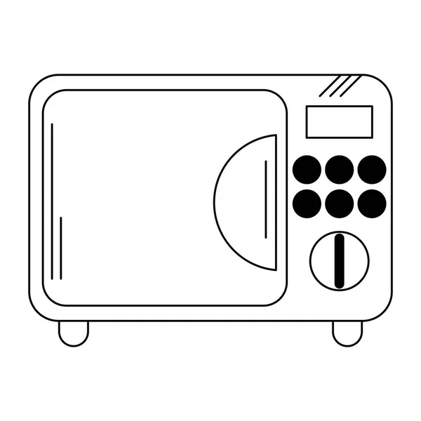 Mikrovågsugn kök apparaten symbol i svart och vitt — Stock vektor