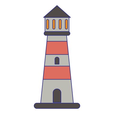 Deniz feneri bina simgesi mavi çizgiler izole