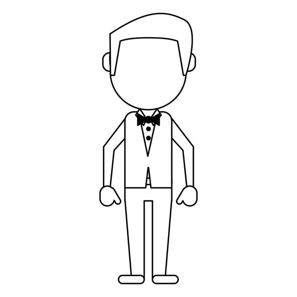 Man gezichtsloze avatar cartoon in zwart-wit — Stockvector