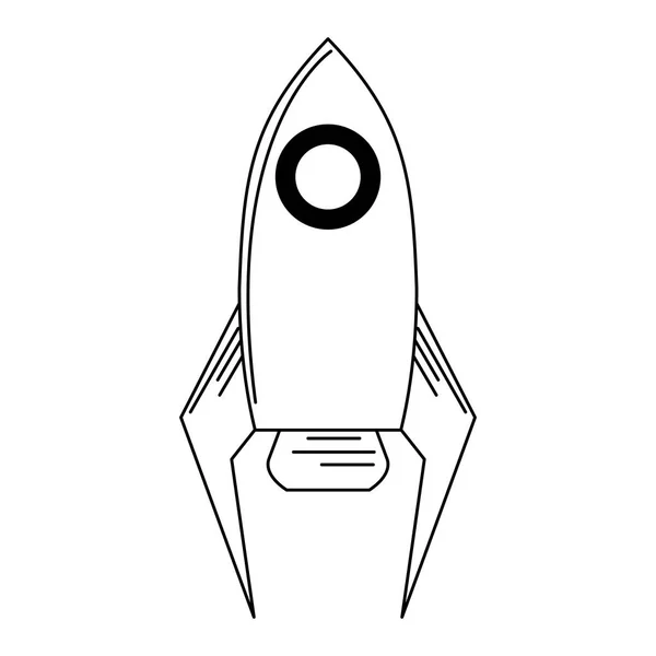 Símbolo de nave espacial cohete aislado en blanco y negro — Vector de stock
