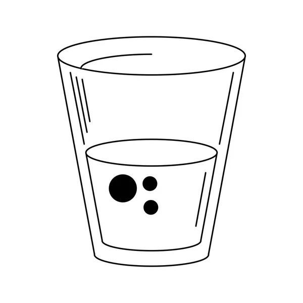 Copo de vidro de água símbolo em preto e branco — Vetor de Stock