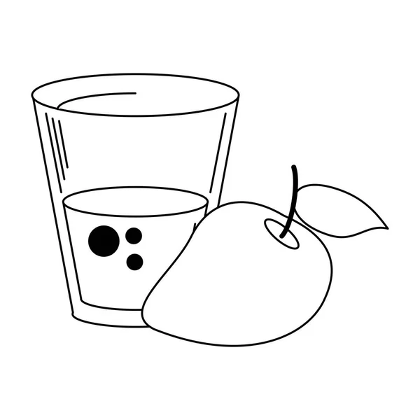 Brzoskwiniowy sok Puchar z owocami w czerni i bieli — Wektor stockowy