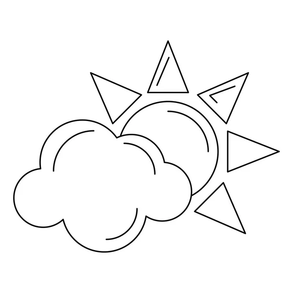 Символ солнца и облака, изолированные в черно-белом — стоковый вектор