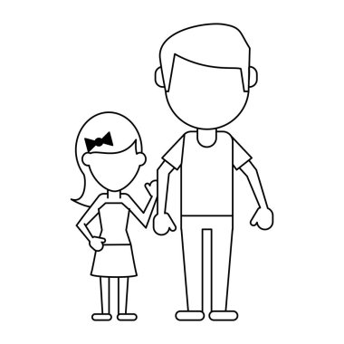 Siyah-Beyaz aile avatar meçhul karikatür