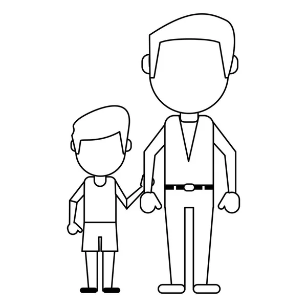 Familie avatar gezichtsloze cartoon in zwart-wit — Stockvector