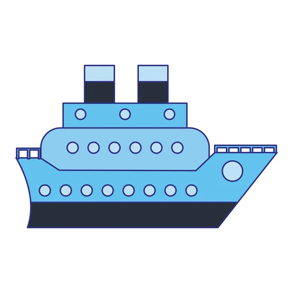 Symbole de bateau de croisière lignes bleues isolées — Image vectorielle