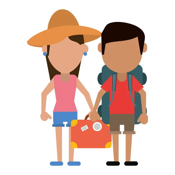Couple de touristes avatar dessin animé — Image vectorielle