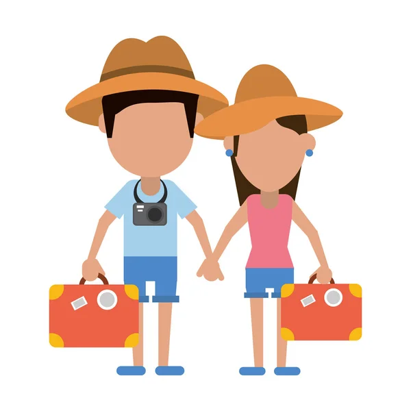 Couple de touristes avatar dessin animé — Image vectorielle