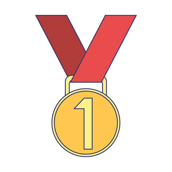 First place medal award symbol blue lines — Stock Vector