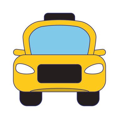 taksi taksi araç frontview mavi çizgiler