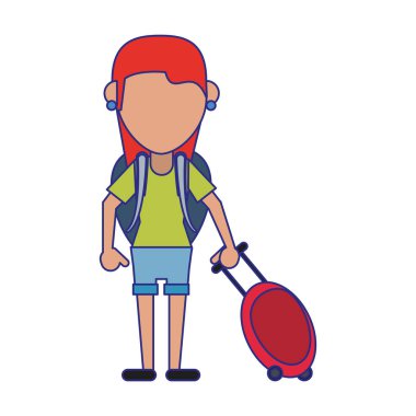 Turist kadın avatar mavi çizgiler
